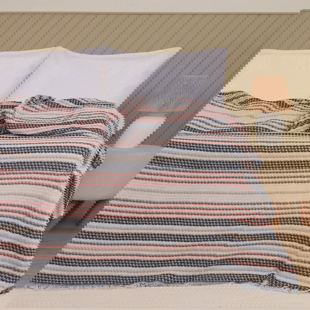  Evidea Soft Radiant Tek Kişilik Pike - Ekru / Lacivert - 160x230 cm