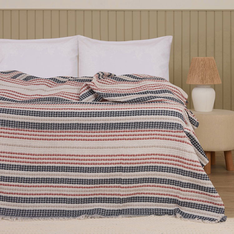  Evidea Soft Radiant Tek Kişilik Pike - Ekru / Lacivert - 160x230 cm