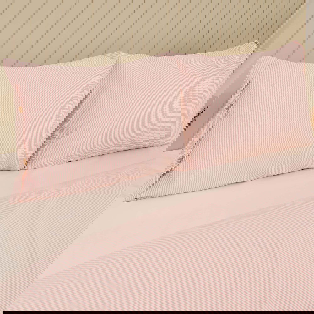  Evidea Soft Stripe Çift Kişilik Nevresim Takımı - Kiremit