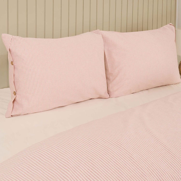  Evidea Soft Stripe Çift Kişilik Nevresim Takımı - Kiremit