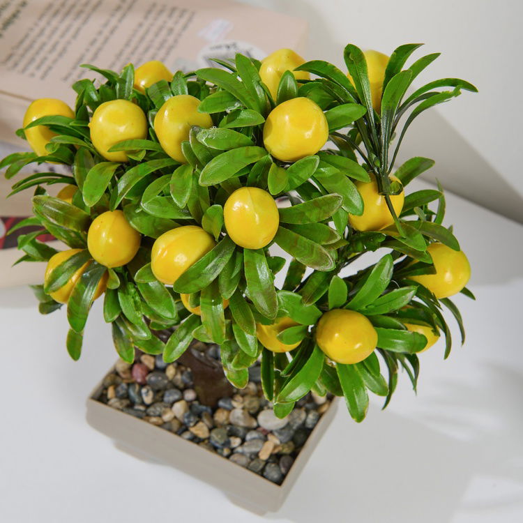  Eva Dekor Yapay Limon Ağacı - Sarı - 24x18 cm