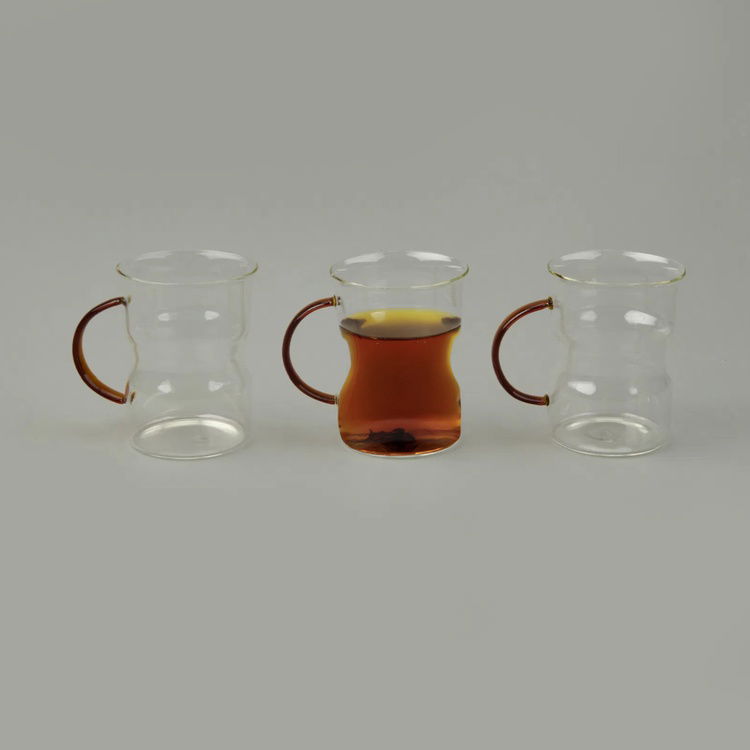 Paçi Keyif 3'lü Renkli Kulplu Cam Kupa - Renkli - 200 ml