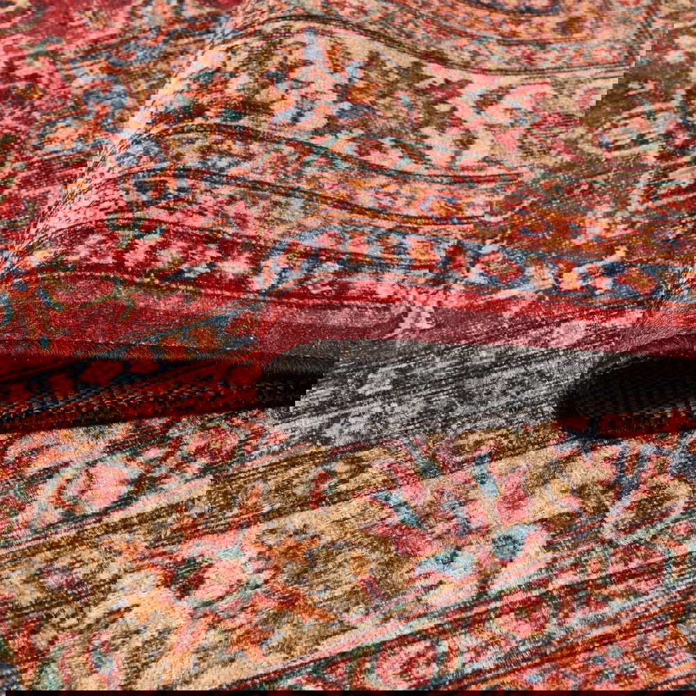  Evidea Soft Line Afgan Desenli Halı - Kırmızı - 160x230 cm
