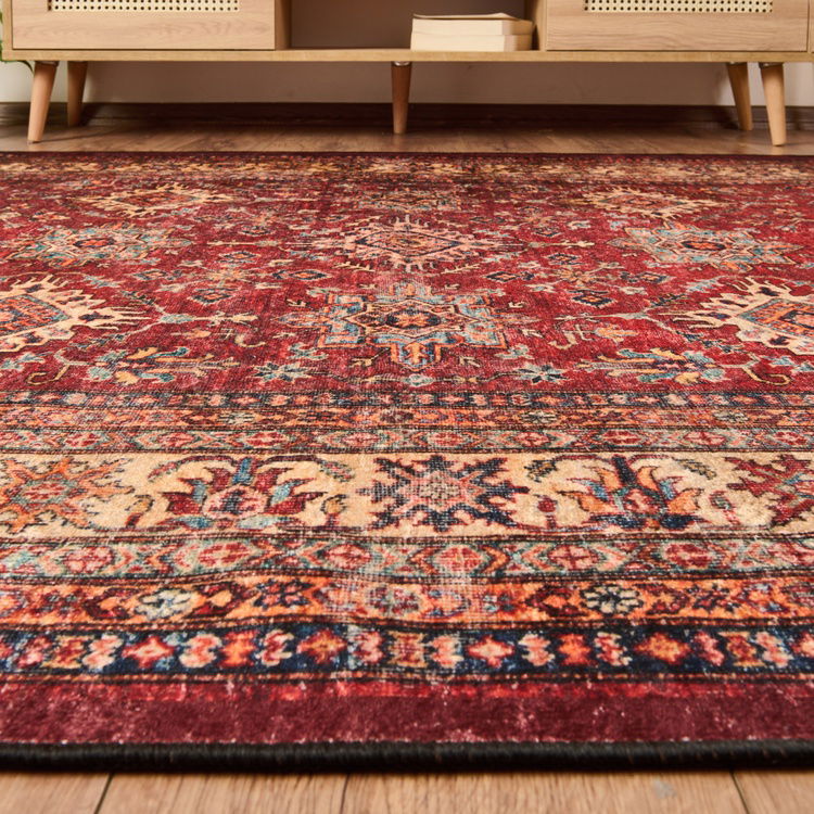  Evidea Soft Line Afgan Desenli Halı - Kırmızı - 160x230 cm