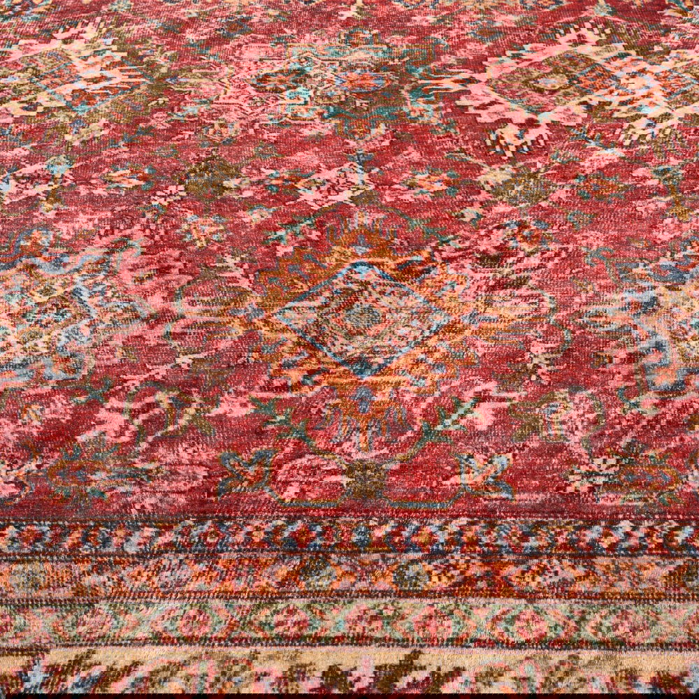  Evidea Soft Line Afgan Desenli Halı - Kırmızı - 160x230 cm