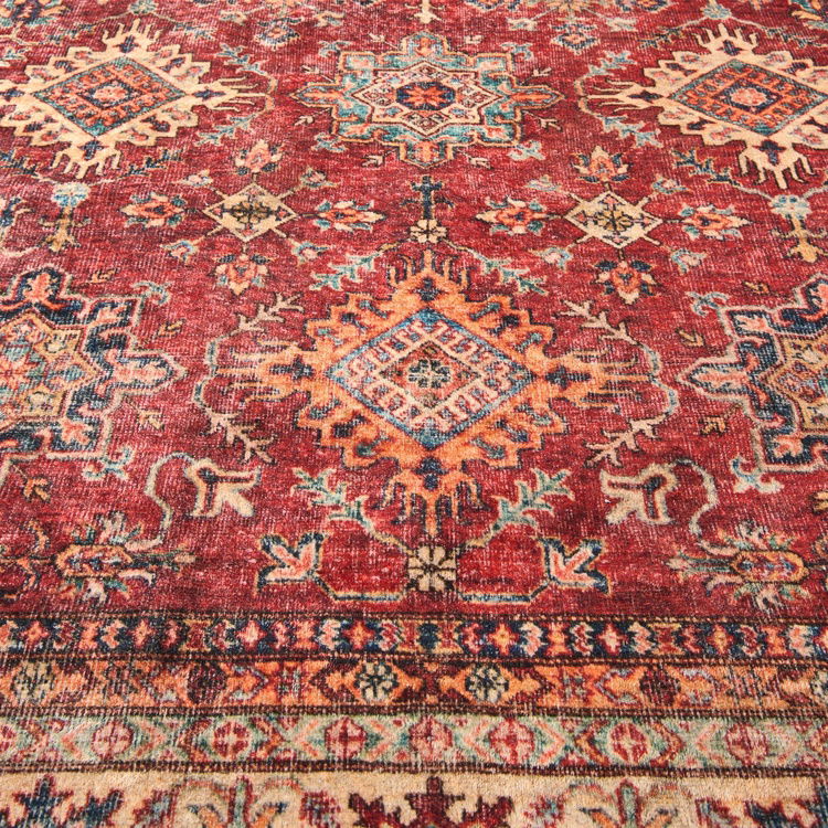  Evidea Soft Line Afgan Desenli Halı - Kırmızı - 160x230 cm
