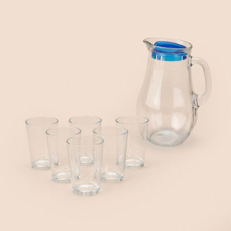 Paşabahçe Bistro Su Seti - Şeffaf / Mavi - 1850 ml