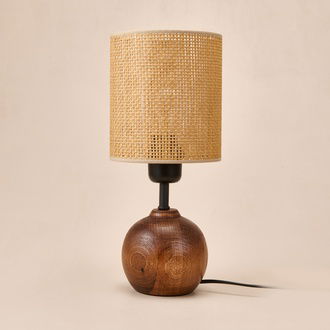 Evidea Lighting Simena Ahşap Abajur - Kahverengi / Ceviz - 36x15x15 cm