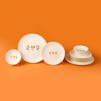 Evidea Kitchen 12 Parça Çıtır Çiçekli Seramik Kahvaltı Takımı - Renkli
