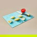  Saban Limon Desenli Cam Kesme Tahtası - Renkli - 30x40 cm