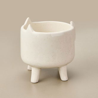 Cosiness Ayaklı Seramik Saksı - Beyaz - 14x14x15,5 cm