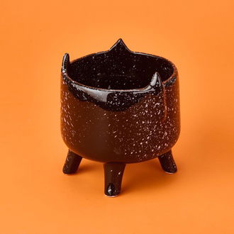 Cosiness Ayaklı Seramik Saksı - Siyah - 14x14x15,5 cm