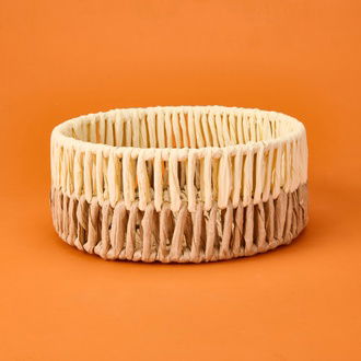 Simple Living Palm Breeze Büyük Dekoratif Sepet - Bej / Beyaz - 25x10 cm