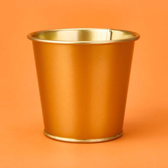 Evstyle Paslanmaz Saksı - Gold - 12x10 cm