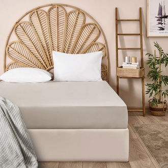 Evidea Soft Basic Çift Kişilik Düz Kenar Çarşaf - Bej - 240x260 cm