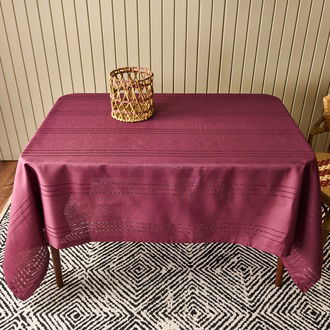 Evidea Soft Jakarlı Dokuma Masa Örtüsü - Mürdüm - 160x220 cm