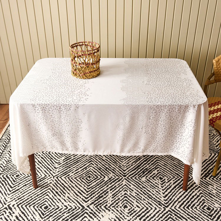  Evidea Soft Floral Devore Masa Örtüsü - Krem - 140x200 cm