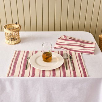 Evidea Soft Alno 2'li Amerikan Servis - Ekru / Mürdüm - 30x50 cm