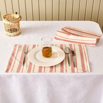 Evidea Soft Alno 2'li Amerikan Servis - Ekru / Kiremit - 30x50 cm