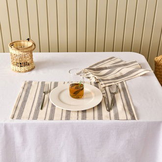 Evidea Soft Alno 2'li Amerikan Servis - Ekru / Antrasit - 30x50 cm