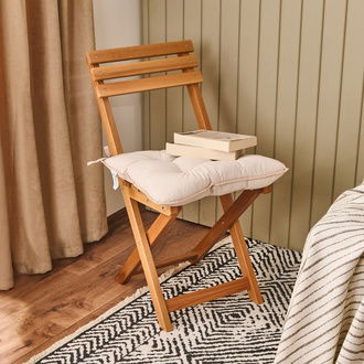 Evidea Soft Palm Breeze İnce Çizgili Sandalye Minderi - Ekru / Bej - 43x43 cm