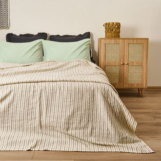 Evidea Soft Brisa Tek Kişilik Pike - Ekru / Siyah- 180x240 cm