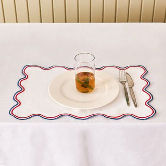 Evidea Soft Nonna Amerikan Servis - Mavi / Kırmızı - 30x50 cm