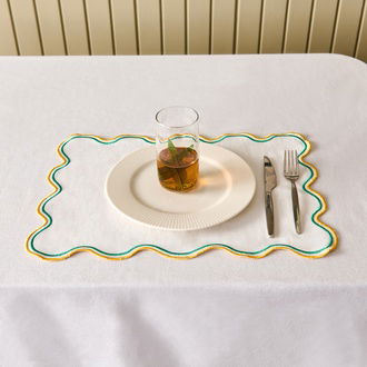 Evidea Soft Nonna Amerikan Servis - Hardal / Yeşil - 30x50 cm