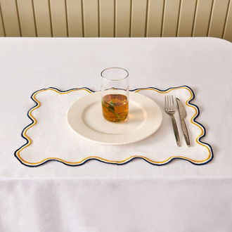 Evidea Soft Nonna Amerikan Servis - Hardal / Mavi - 30x50 cm