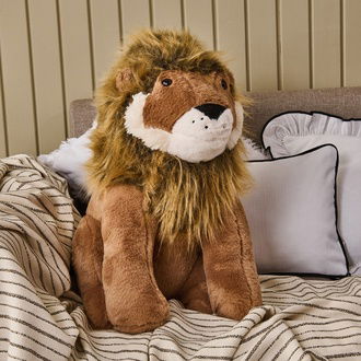 Evidea Soft Ormanların Kralı Aslan Figürlü Yastık - Kahverengi - 30x55 cm