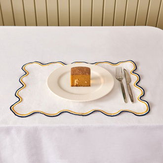 Evidea Soft Nonna Amerikan Servis - Hardal / Mavi - 30x50 cm