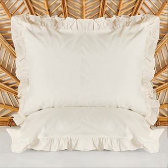 Evidea Soft Basic Fırfırlı 2'li Yastık Kılıfı - Ekru - 50x70 cm