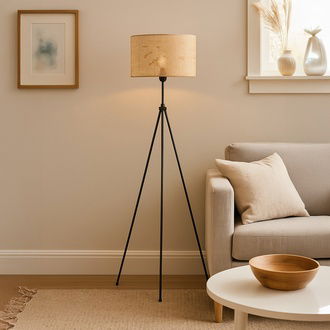 Nisa Luce Marla Tripod Lambader - Kahverengi Başlık / Siyah Ayak - 180 cm