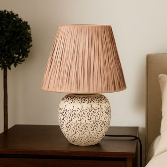 Safir Light Holbeak Seramik Abajur - Bej - 35x35x25 cm