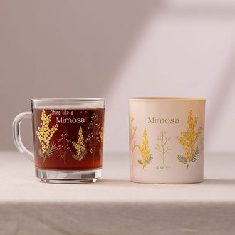 Rakle Mimosa Kupa ve Mum Seti - Renkli - 250 ml
