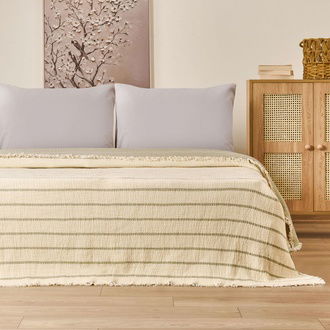 Evidea Soft Serena Çift Kişilik Yatak Örtüsü - Ekru / Haki - 230x250 cm