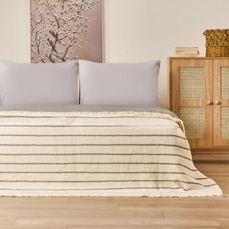 Evidea Soft Serena Çift Kişilik Yatak Örtüsü - Ekru / Antrasit - 230x250 cm