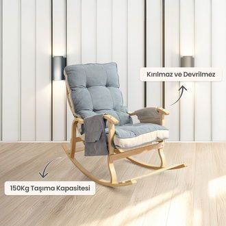 Just Home Relax Sallanan Sandalye & Dinlenme Koltuğu - Gri / Krem
