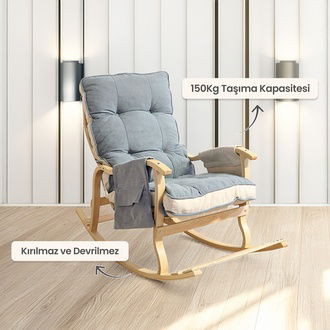 Just Home Relax Sallanan Sandalye & Dinlenme Koltuğu - Gri / Krem