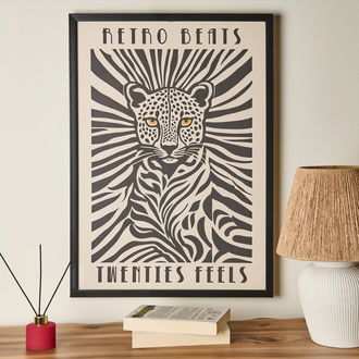 Evidea Deco Leopar Tablo - Beyaz / Siyah - 50x70 cm
