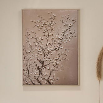 Evidea Deco Bloom Kanvas Tablo - Krem - 100x75 cm