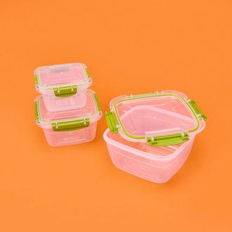 Qs Plastik Kare Sızdırmaz Kilitli Saklama Kabı - Haki