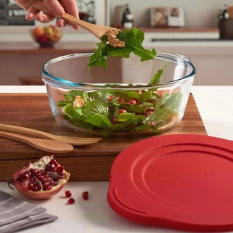 Paşabahçe Kapaklı Borcam - Şeffaf / Kırmızı - 2,2 lt