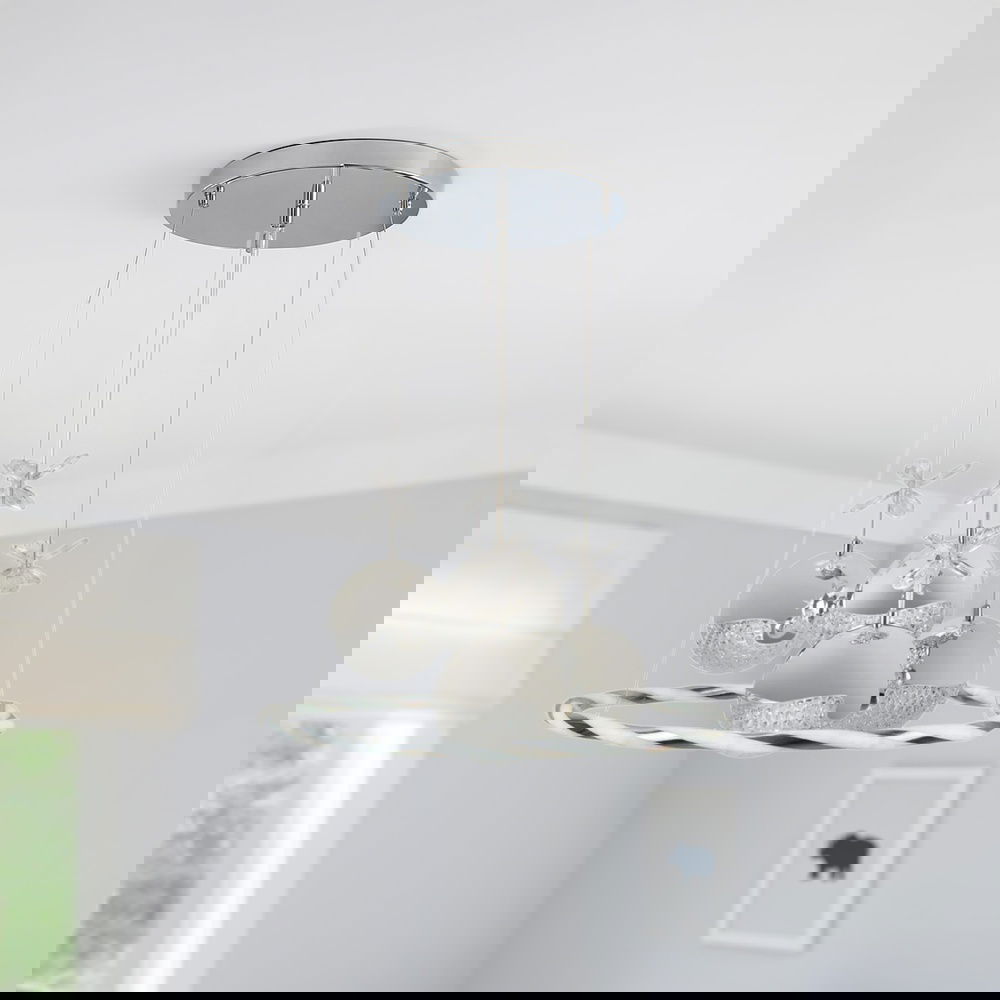  Nisa Luce Halka Satürn 4'lü Ledli Krom Avize - Sarı / Gün Işığı / Beyaz - 70 cm
