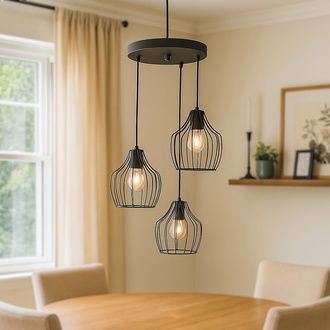 Nisa Luce Burgaz 3'lü Avize - Siyah - 85x30x30 cm