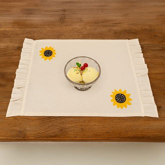 Evidea Soft Nakışlı Fırfırlı 2'li Amerikan Servis - Ekru - 35x50 cm