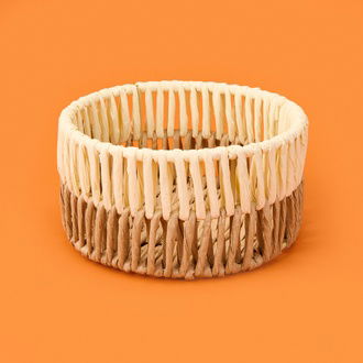 Simple Living Palm Breeze Dekoratif Sepet - Bej / Beyaz - 20x10 cm