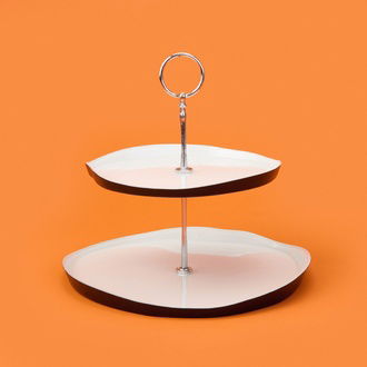 Evidea Kitchen Jota İki Katlı Kurabiyelik - Beyaz / Siyah - 28 cm + 21 cm