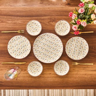Evidea Kitchen Seramik 12 Parça Çiçekli Kahvaltı Takımı - Renkli