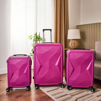Hoffmanns Travel Star Büyük Boy ABS Valiz - Pembe - 76x52x30 cm